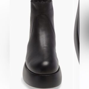 AGL Shearling Black Leather Platform Ankle Boot size 41/11